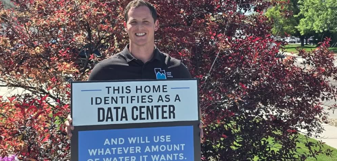 Anti Utah Data Center Sign Goes Viral and Catches International Media Attention